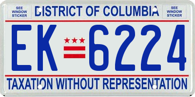 DC license plate EK6224