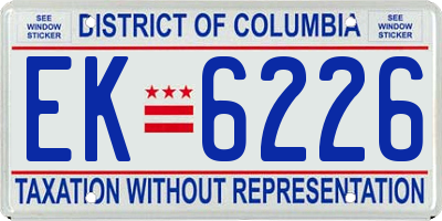 DC license plate EK6226