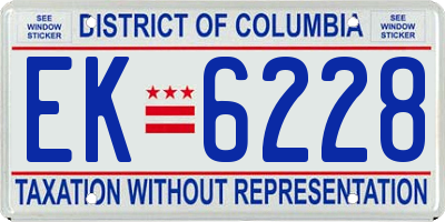 DC license plate EK6228