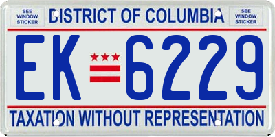 DC license plate EK6229