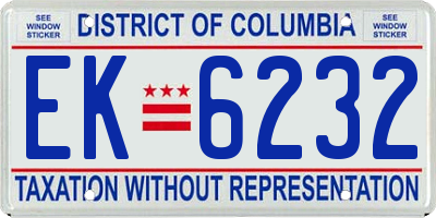 DC license plate EK6232