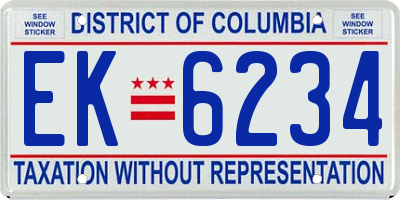 DC license plate EK6234