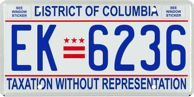 DC license plate EK6236