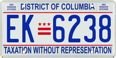 DC license plate EK6238