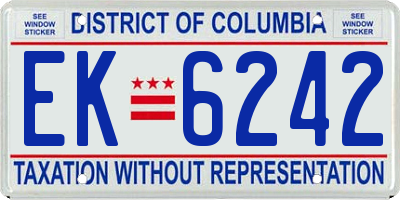 DC license plate EK6242