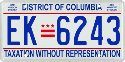 DC license plate EK6243