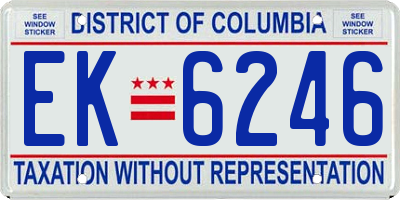 DC license plate EK6246