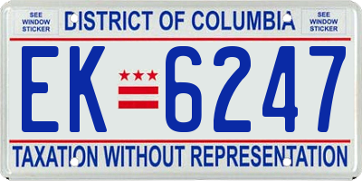 DC license plate EK6247