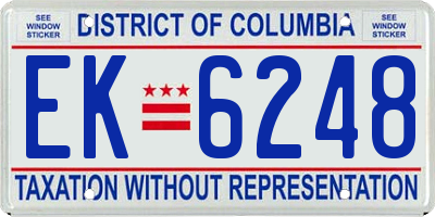 DC license plate EK6248