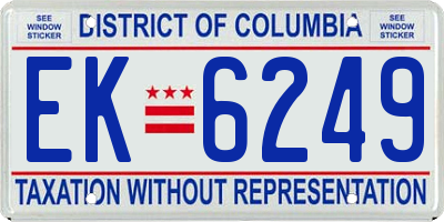 DC license plate EK6249