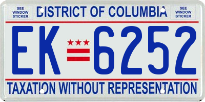 DC license plate EK6252