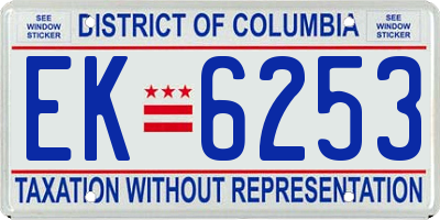 DC license plate EK6253