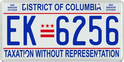 DC license plate EK6256