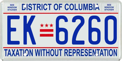 DC license plate EK6260