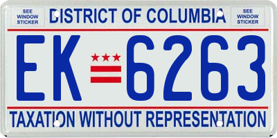 DC license plate EK6263