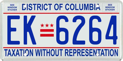 DC license plate EK6264
