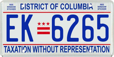 DC license plate EK6265