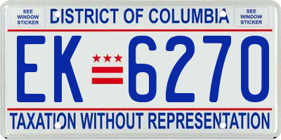 DC license plate EK6270