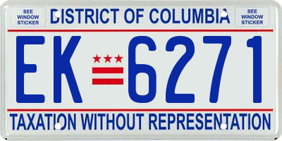 DC license plate EK6271