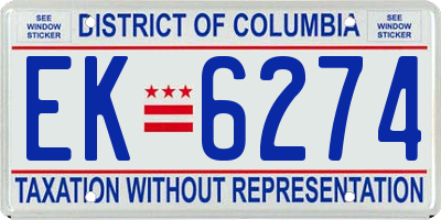 DC license plate EK6274