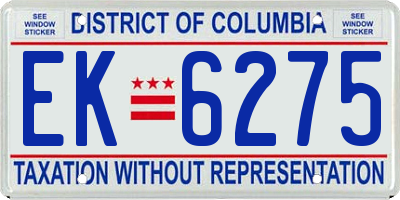 DC license plate EK6275