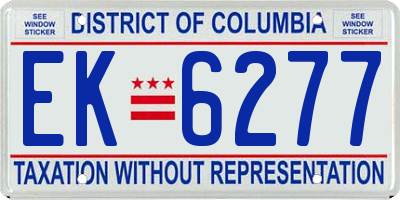 DC license plate EK6277