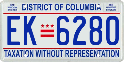 DC license plate EK6280