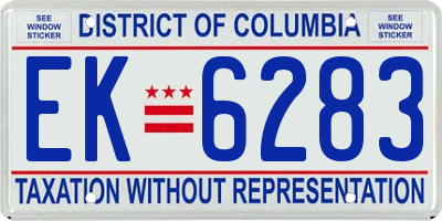 DC license plate EK6283