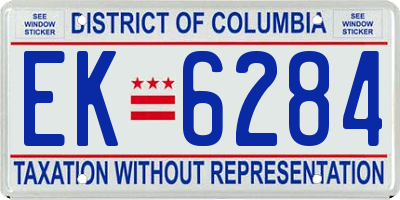 DC license plate EK6284