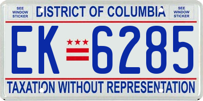 DC license plate EK6285