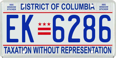 DC license plate EK6286