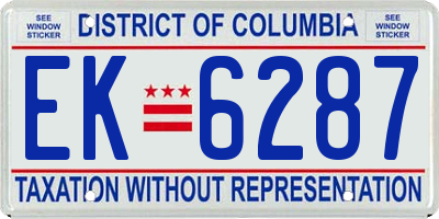 DC license plate EK6287