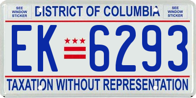 DC license plate EK6293