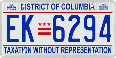 DC license plate EK6294