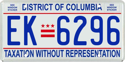 DC license plate EK6296