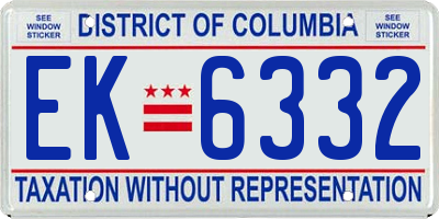DC license plate EK6332