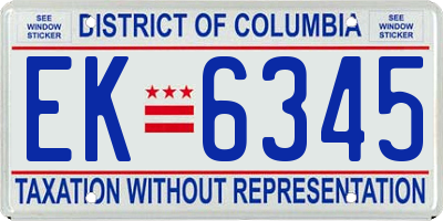 DC license plate EK6345