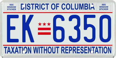 DC license plate EK6350