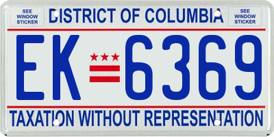 DC license plate EK6369