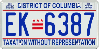 DC license plate EK6387