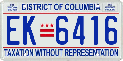 DC license plate EK6416