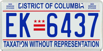 DC license plate EK6437