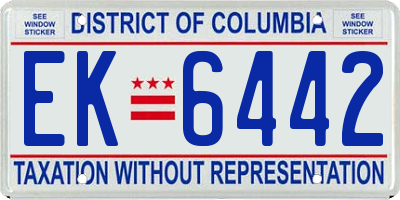 DC license plate EK6442