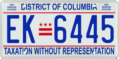 DC license plate EK6445