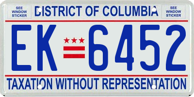 DC license plate EK6452