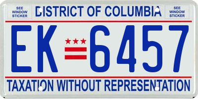 DC license plate EK6457