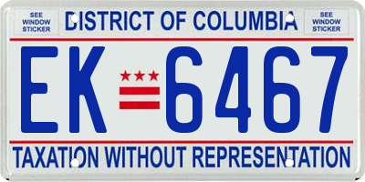 DC license plate EK6467