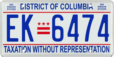 DC license plate EK6474