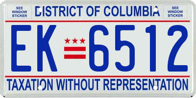 DC license plate EK6512