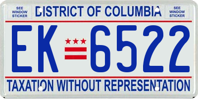 DC license plate EK6522